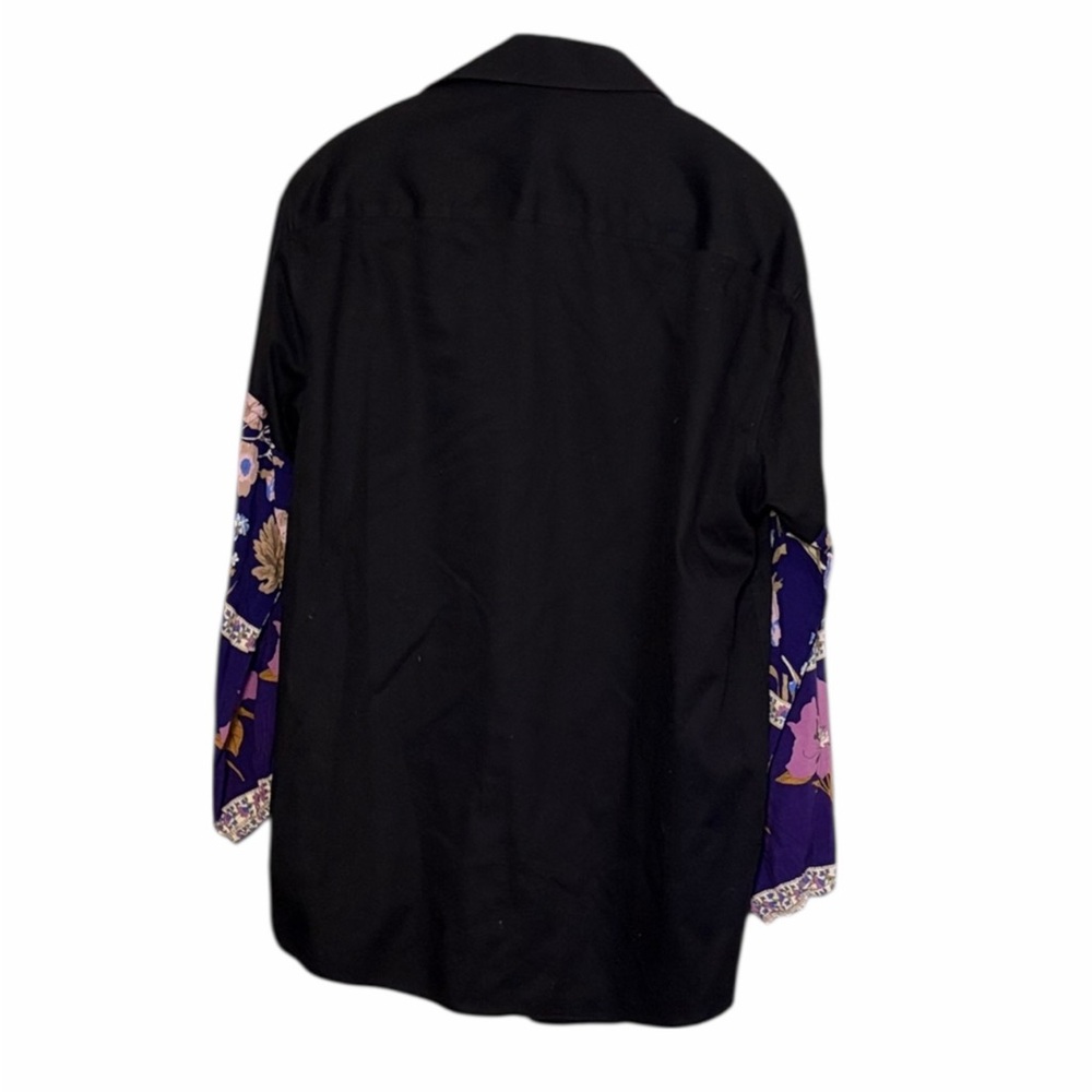 The Morgan Factory Upcycled Black Shirt with Floral Sleeves - Picture 2 of 5